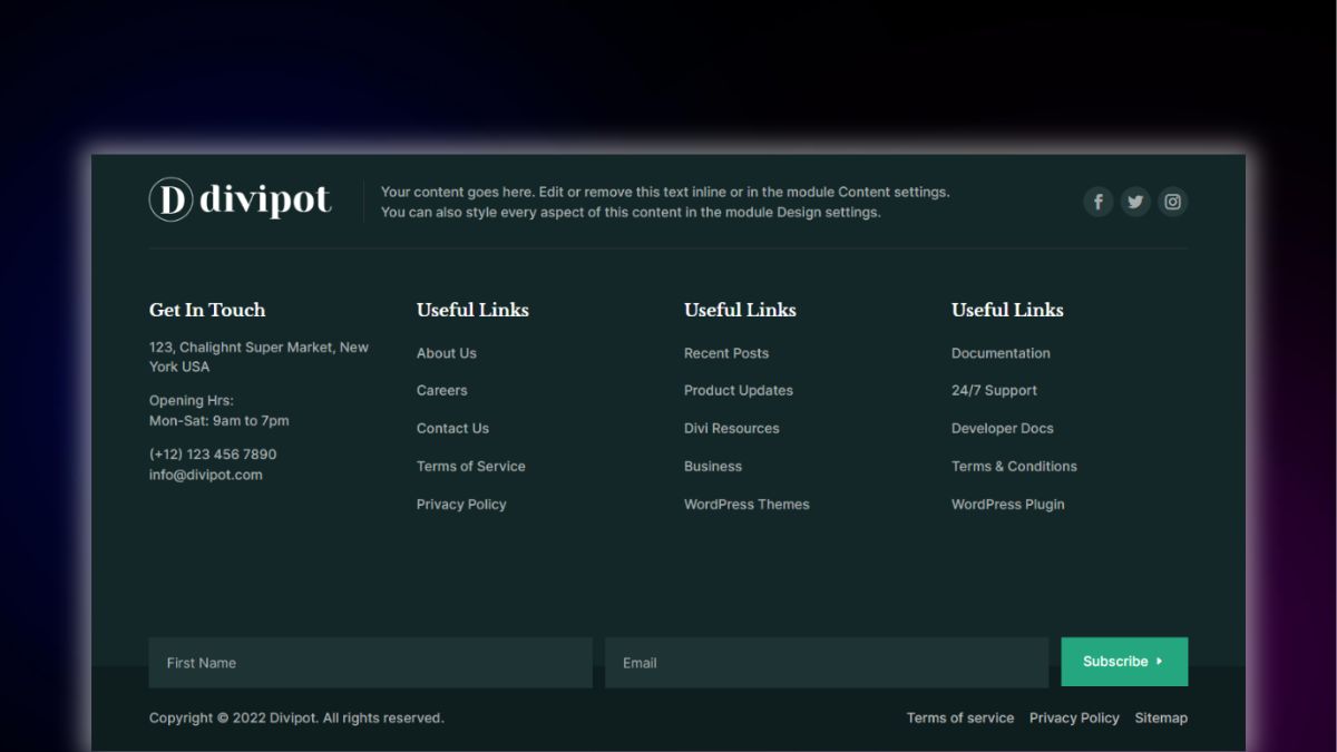 Header and Footer – Footer Style 20